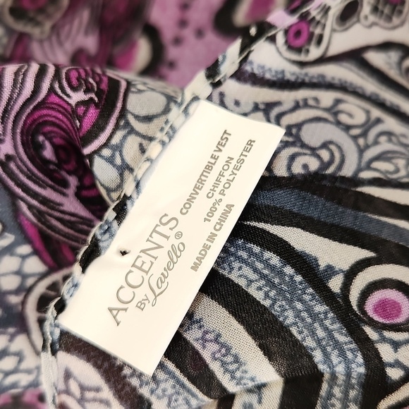 Accents by Lovello Sheer Chiffon Waterfall Front Sleeveless High Low Cardiagan - Picture 11 of 13